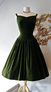 1950S Vintage Prom Dress, Dark Green Homecoming Dress
